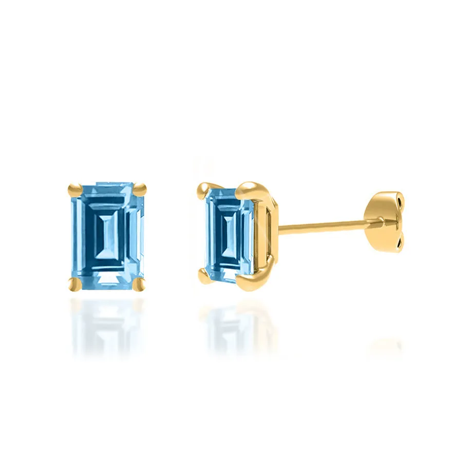 AVIANA - Emerald Aqua Spinel 18k Yellow Gold Stud Earrings