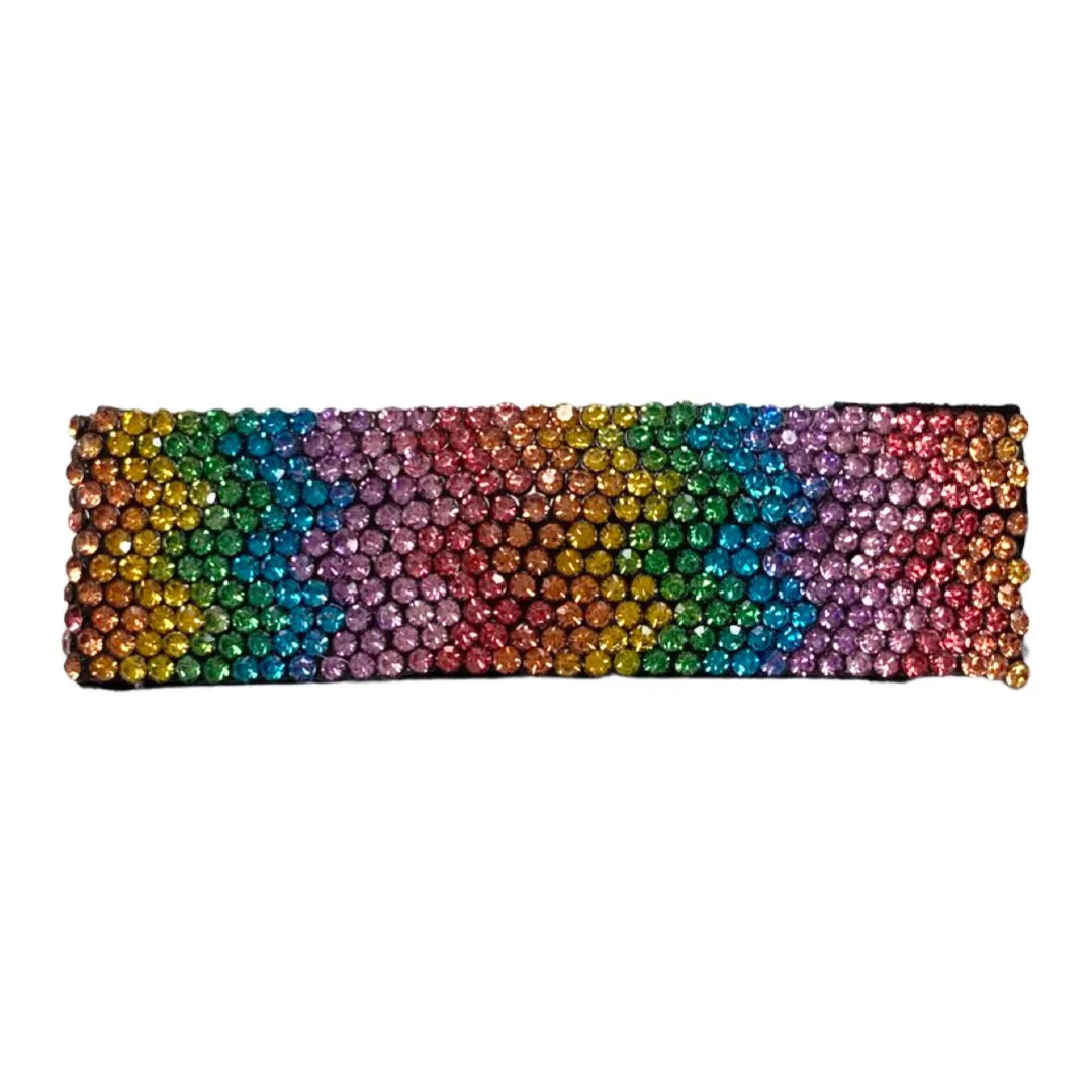 Bari Lynn Fully Crystallized Swarovski Crystal Zig Zag Snap Clip - Rainbow