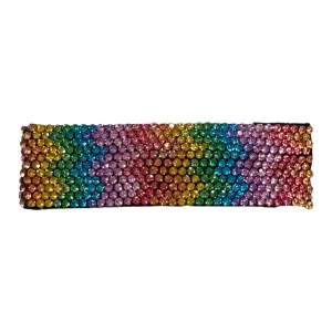 Bari Lynn Fully Crystallized Swarovski Crystal Zig Zag Snap Clip - Rainbow