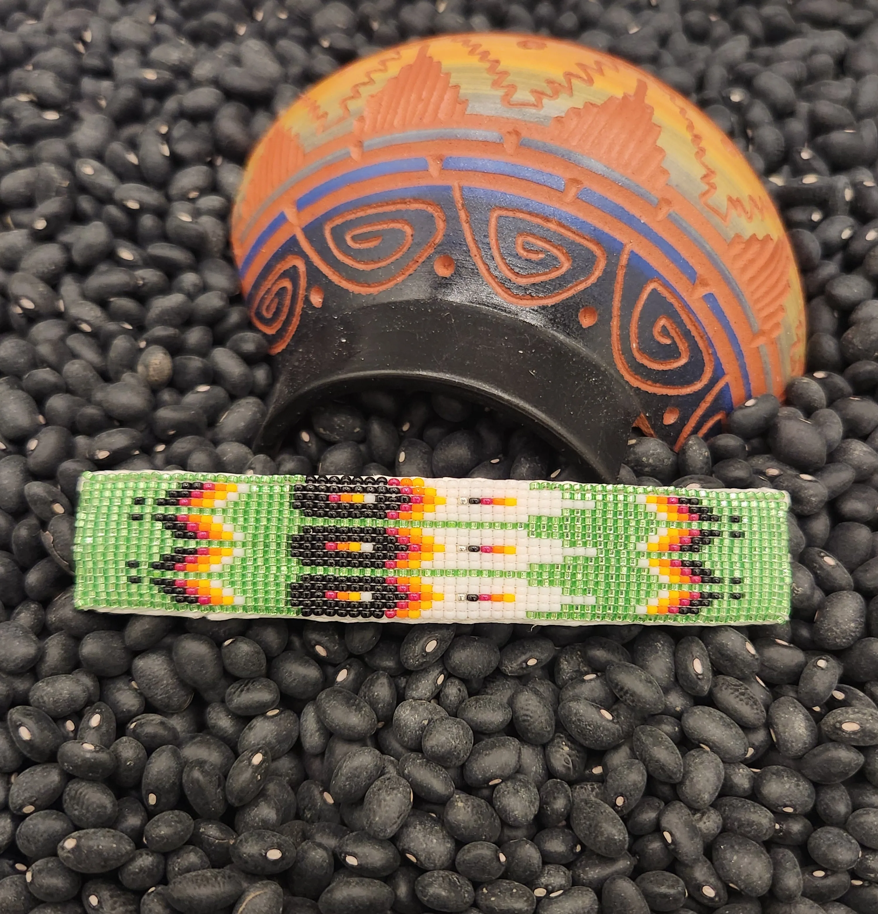 BEADED BARRETTE - GREEN - VALERIE BLACKIE
