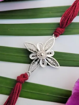 Blooming bravery - Silver Rakhi