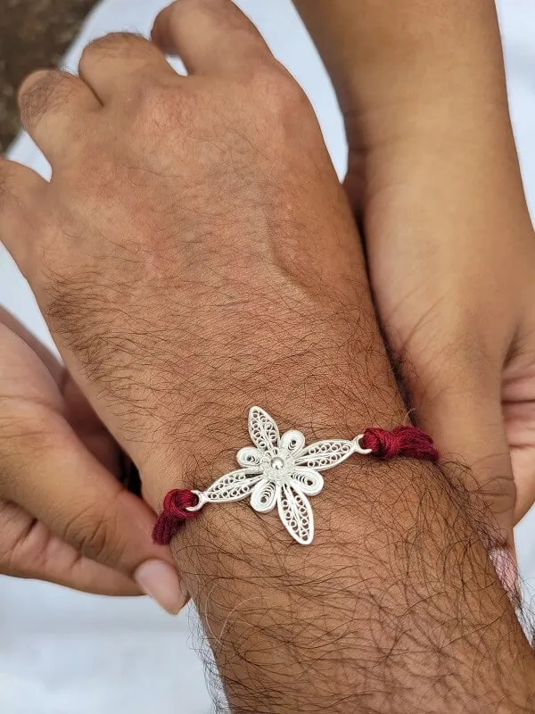 Blooming bravery - Silver Rakhi