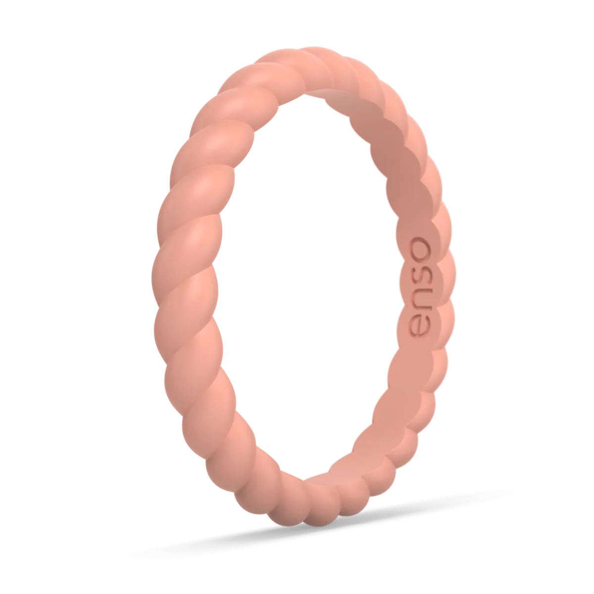 Braided Stackable Silicone Ring - Papaya