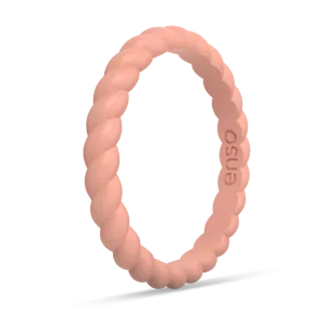 Braided Stackable Silicone Ring - Papaya