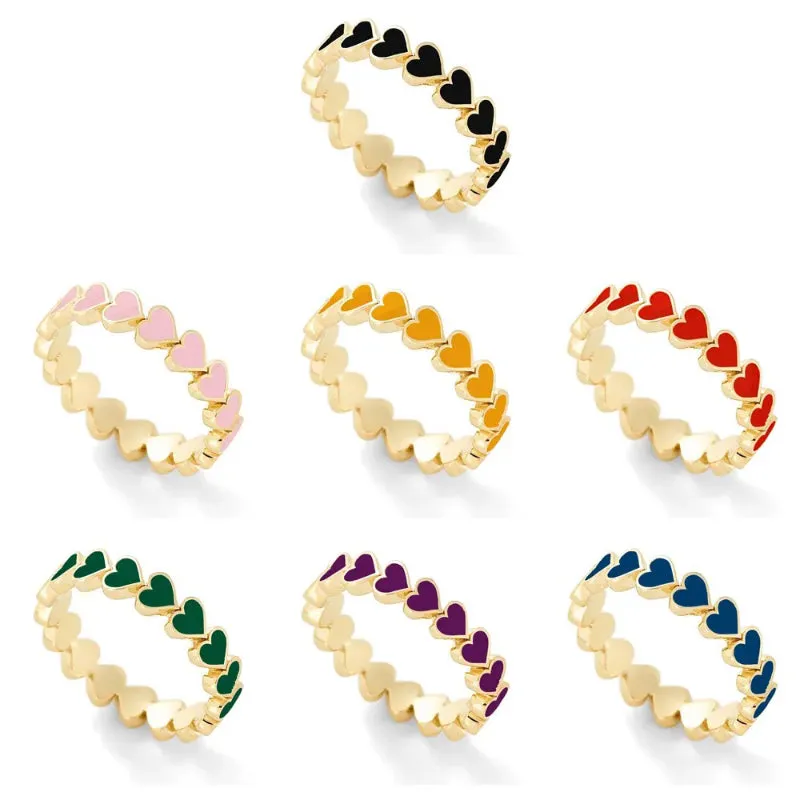 Bright-Colored Stackable Forever Love Heart Rings