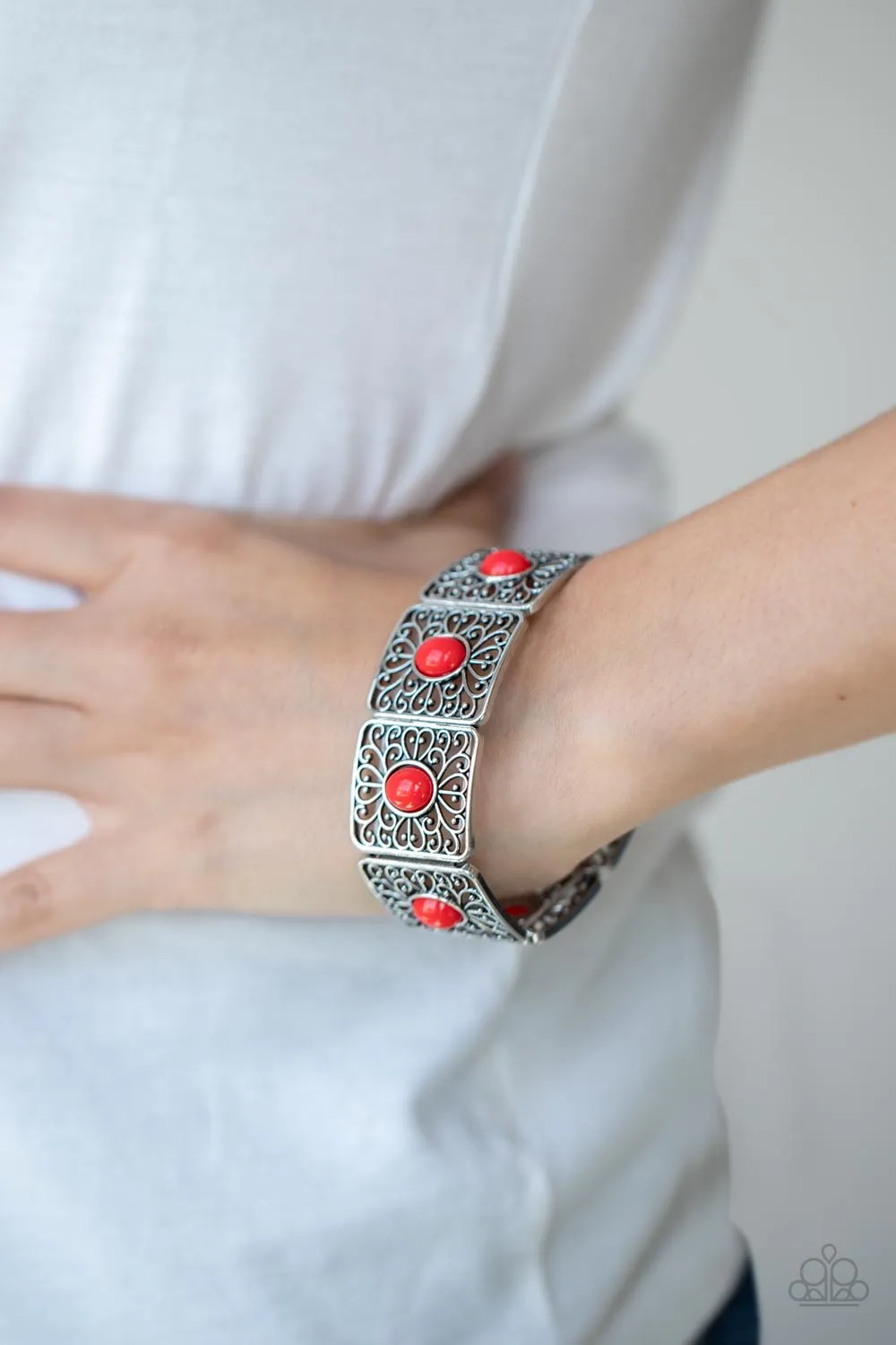 Cakewalk Dancing - Red Bracelet - Paparazzi Accessories