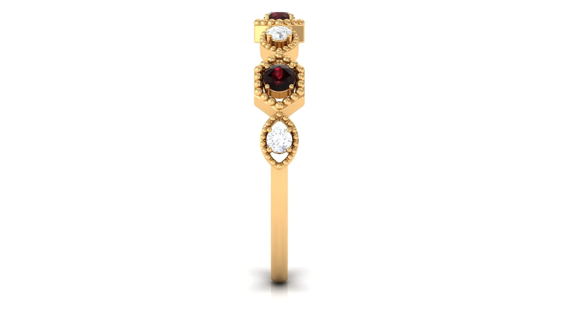 Certified Garnet and Diamond Half Eternity Ring