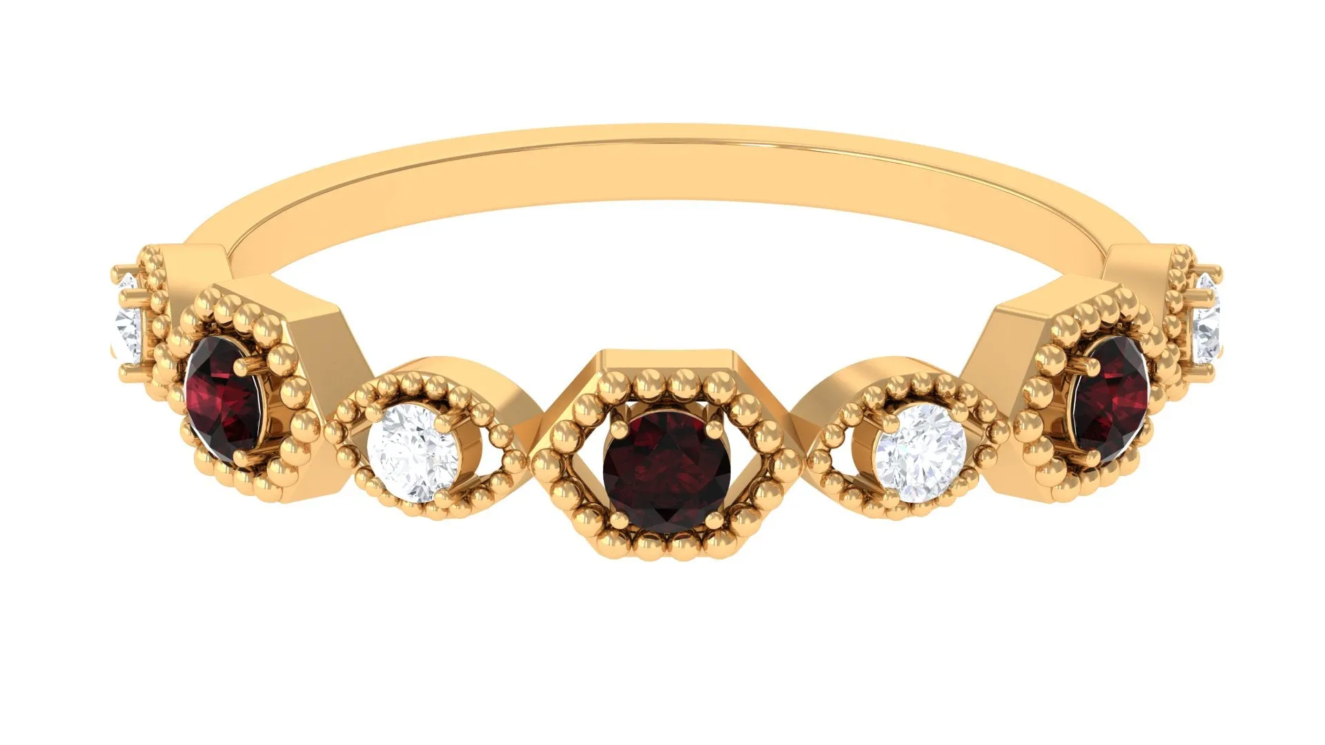 Certified Garnet and Diamond Half Eternity Ring