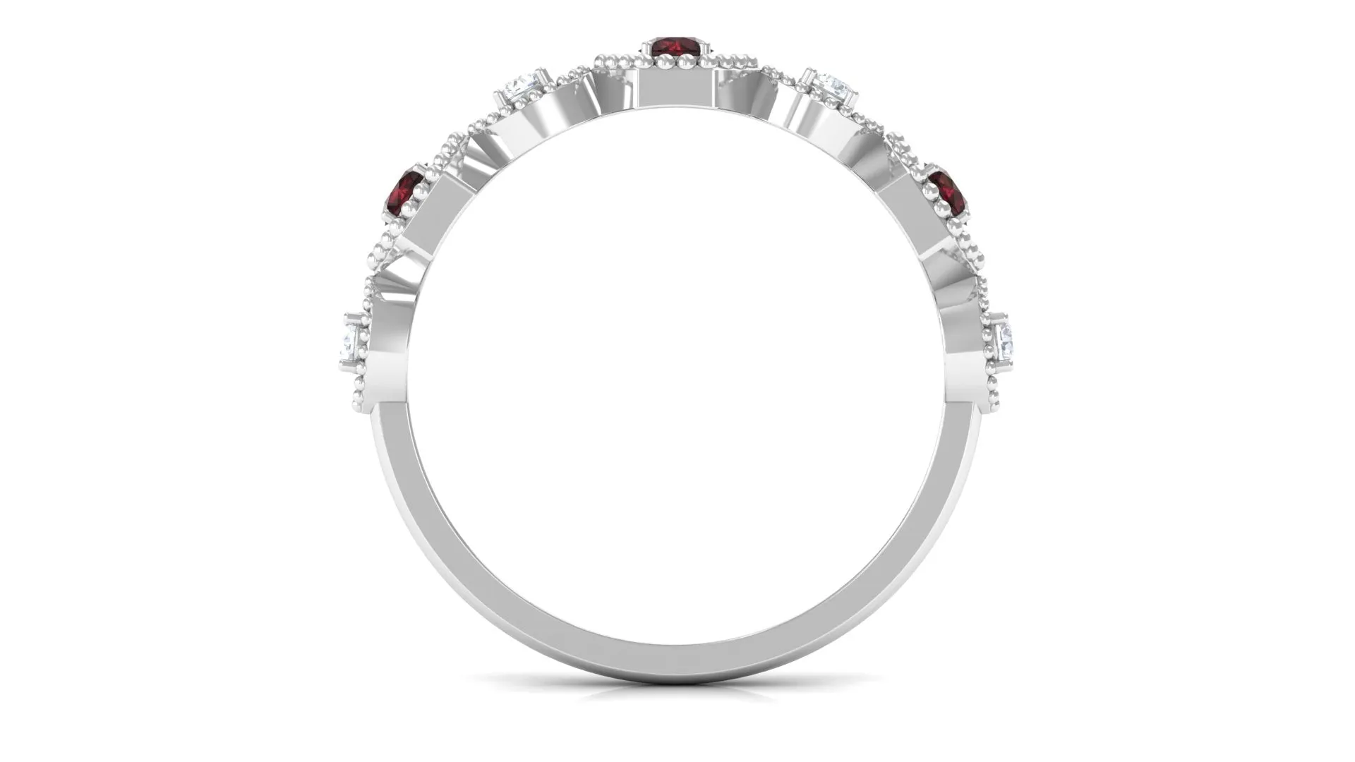 Certified Garnet and Diamond Half Eternity Ring
