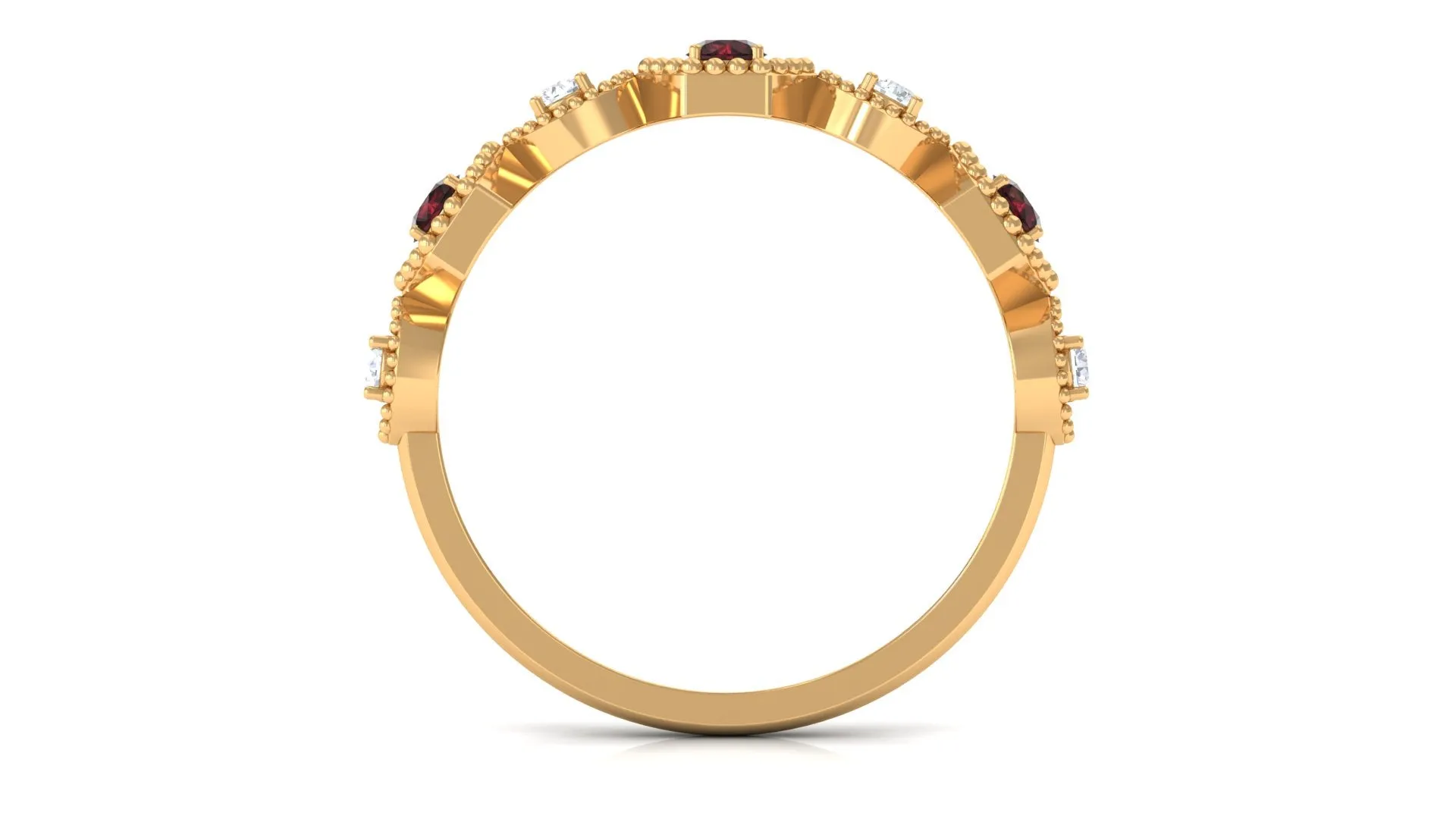 Certified Garnet and Diamond Half Eternity Ring