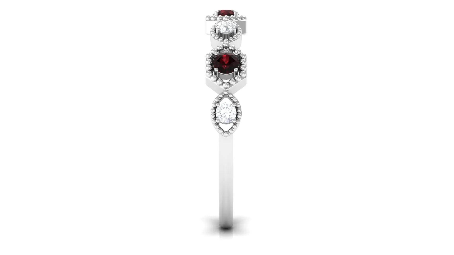 Certified Garnet and Diamond Half Eternity Ring