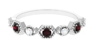 Certified Garnet and Diamond Half Eternity Ring