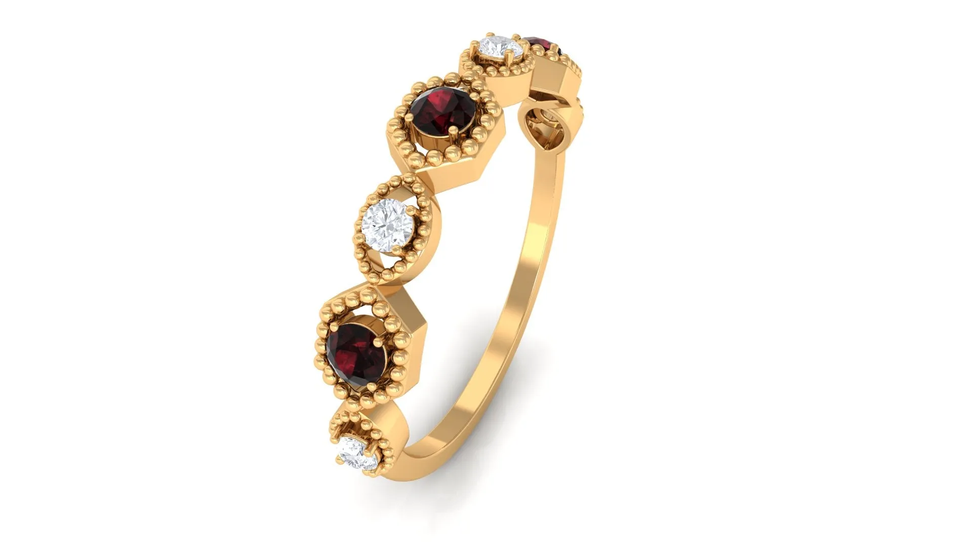 Certified Garnet and Diamond Half Eternity Ring