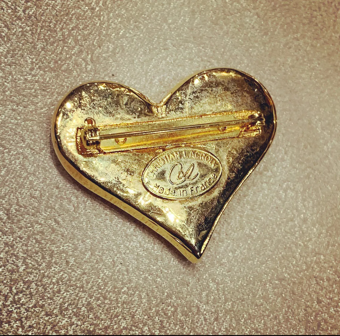 Christian Lacroix Gold Heart brooch