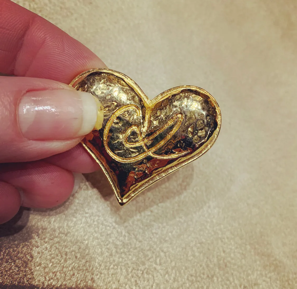 Christian Lacroix Gold Heart brooch