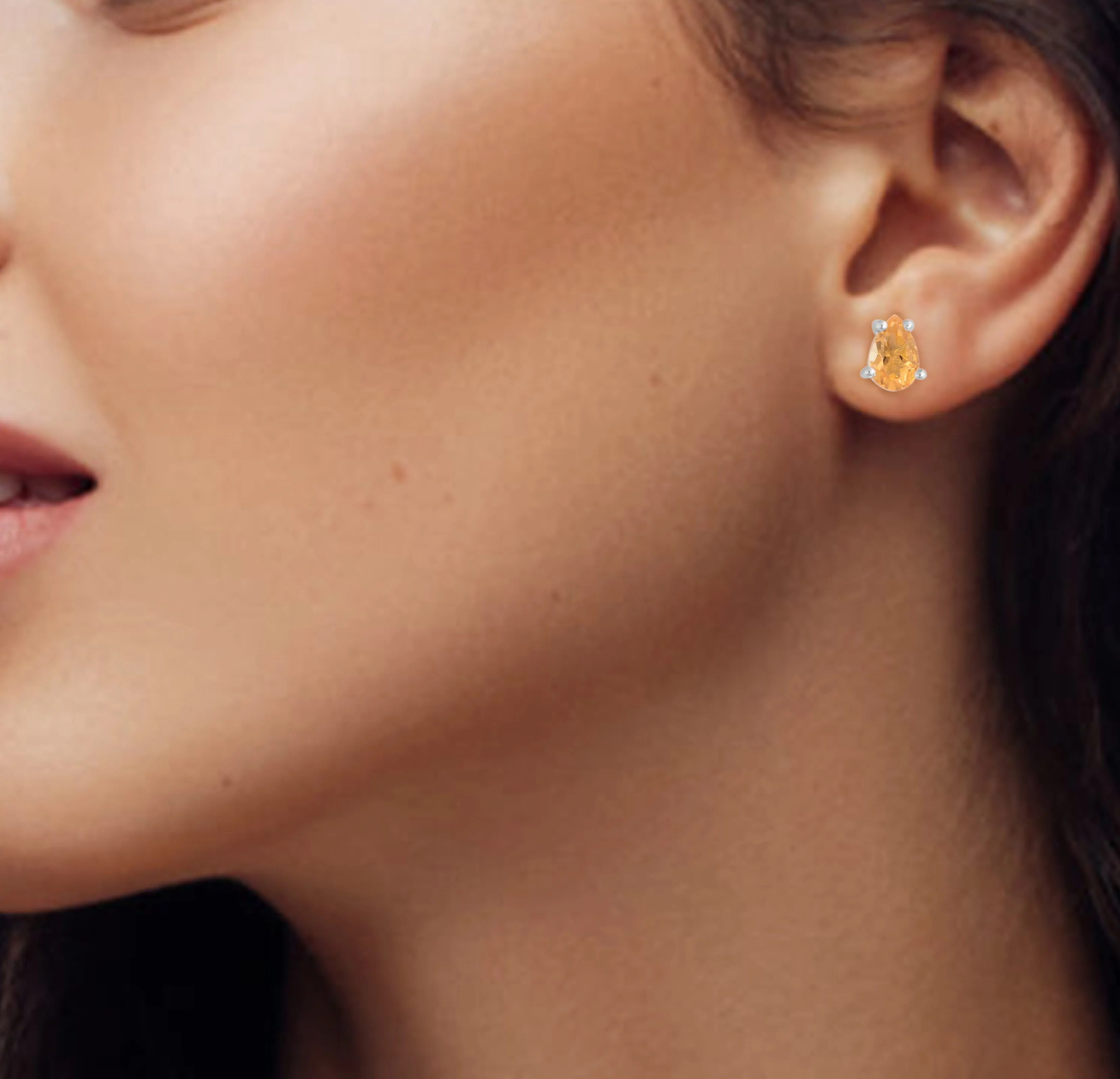Citrine Pear Shaped Studs