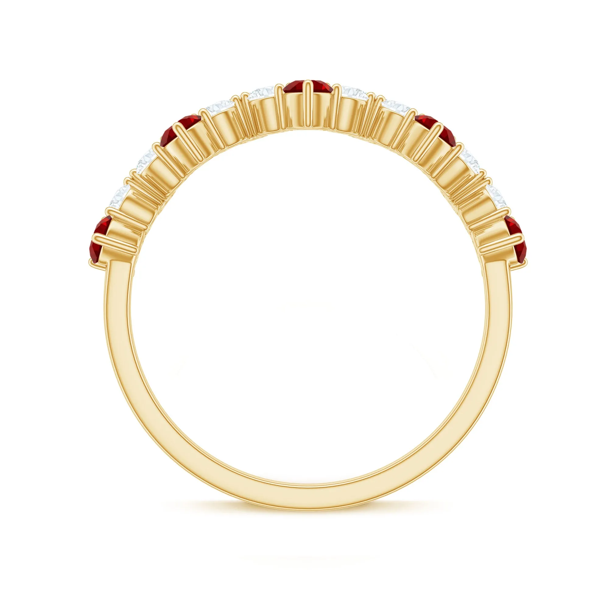 Created Ruby and Diamond Zig Zag Half Eternity Ring