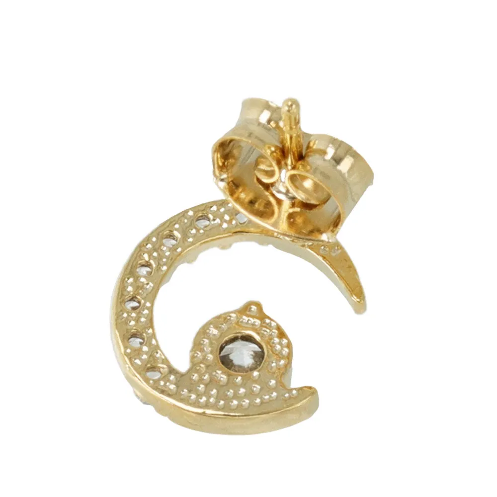 Crescent Moon Cubic Zirconia Stud Earrings