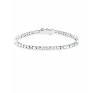 CRISLU Classic Medium Brilliant Tennis Bracelet Finished in Pure Platinum - 5.25 cttw