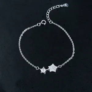 Crystals Stars Chain Bracelet Setting Tray Bulk Sterling Silver Fine 925 3x3mm For One Stone Five Prongs Adjustable DIY Jewelry Wholesale