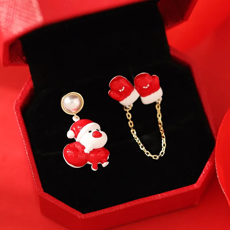 Cute Santa Claus Christmas Bell Earrings