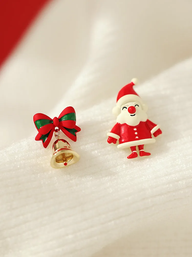 Cute Santa Claus Christmas Bell Earrings