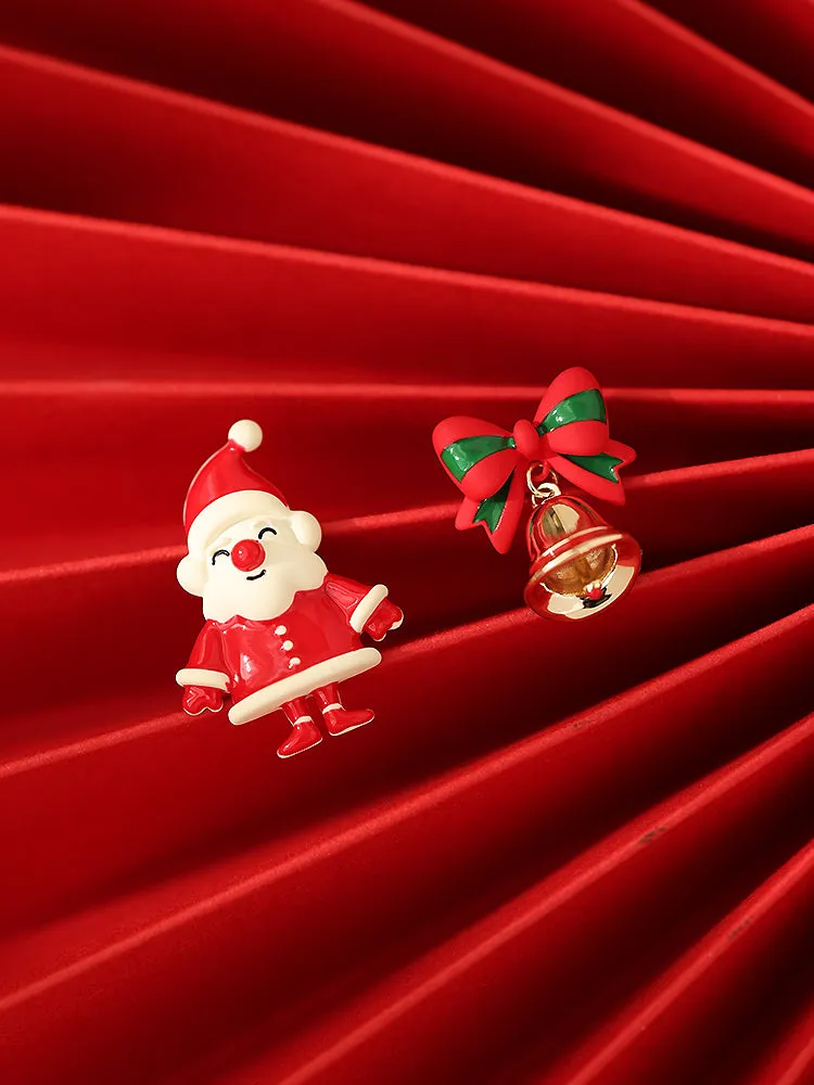 Cute Santa Claus Christmas Bell Earrings