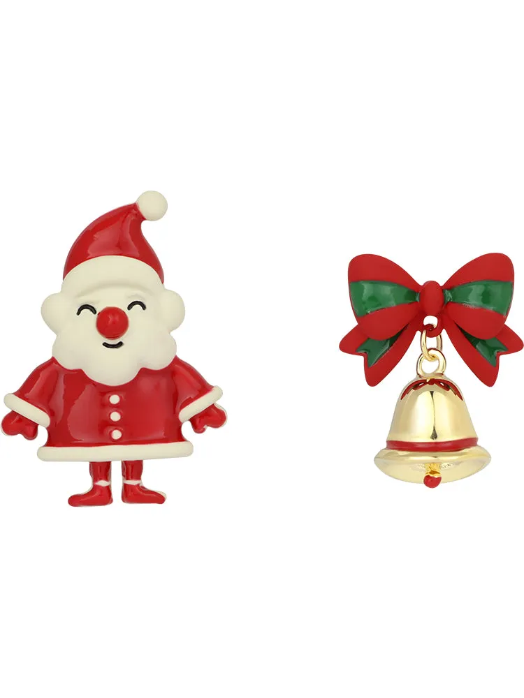 Cute Santa Claus Christmas Bell Earrings