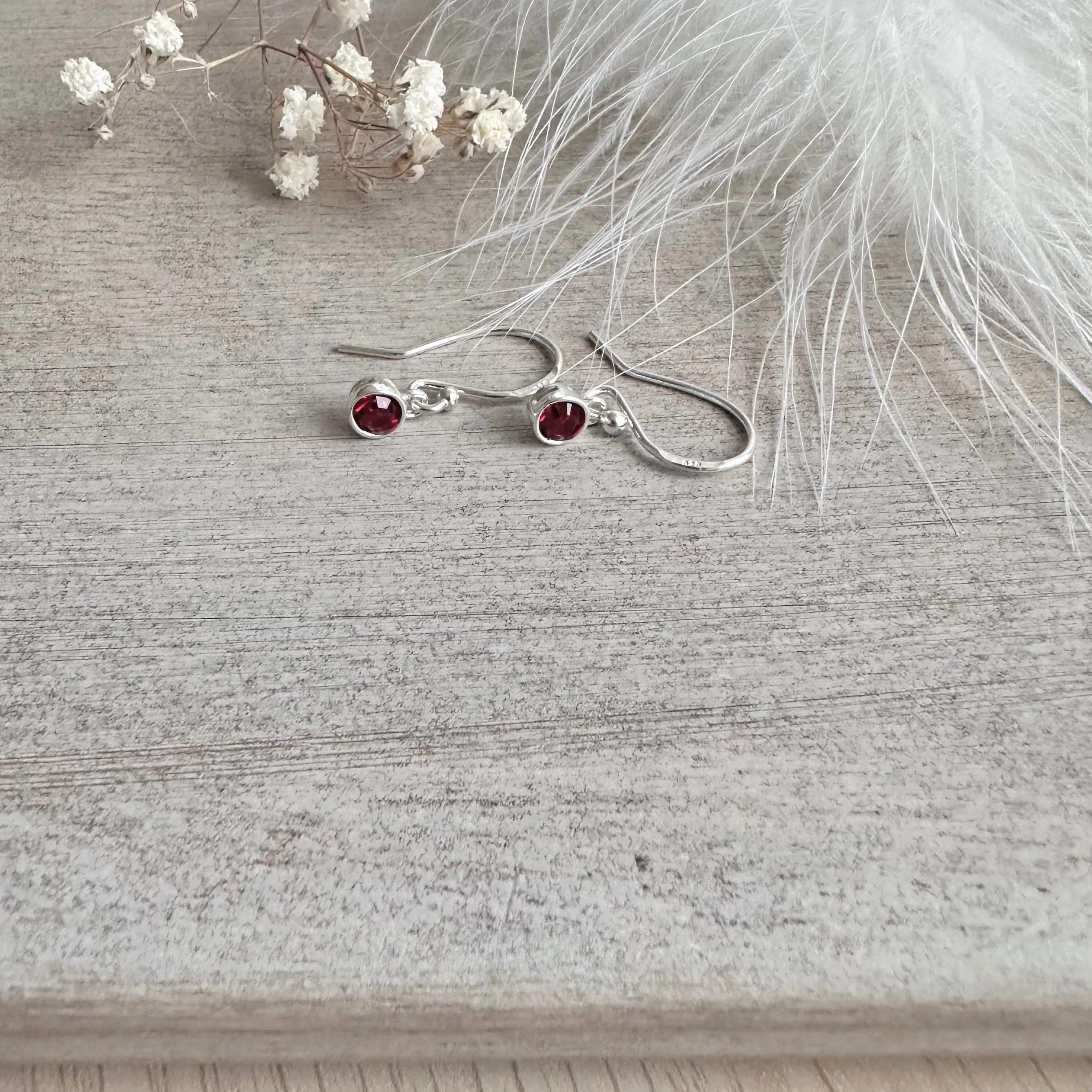 Dainty Drop Earrings birthstone crystal gems