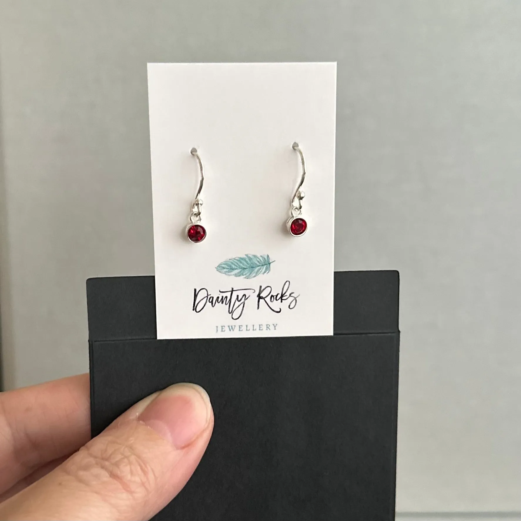 Dainty Drop Earrings birthstone crystal gems
