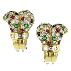 Diamond, Emerald, Ruby and Sapphire Earrings