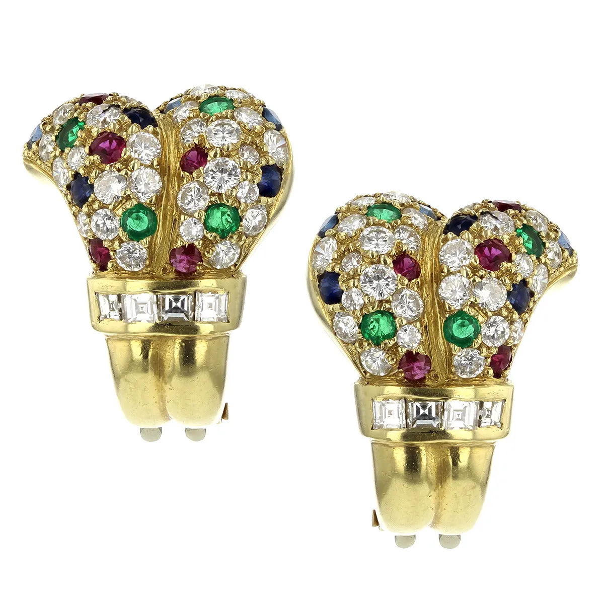 Diamond, Emerald, Ruby and Sapphire Earrings
