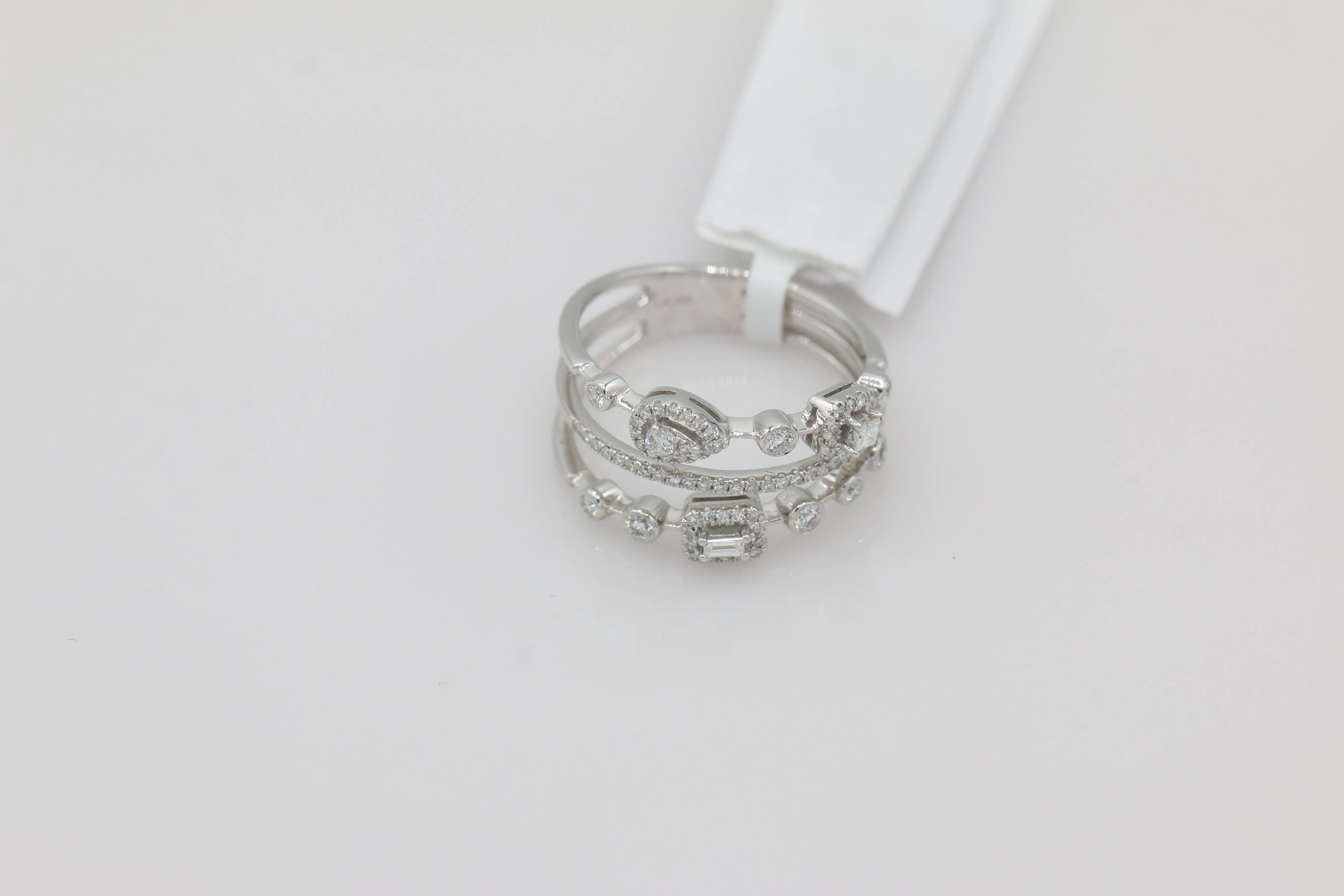 Diamond Multi Band Ring in 14KT White Gold ( 0.41ct dtw )