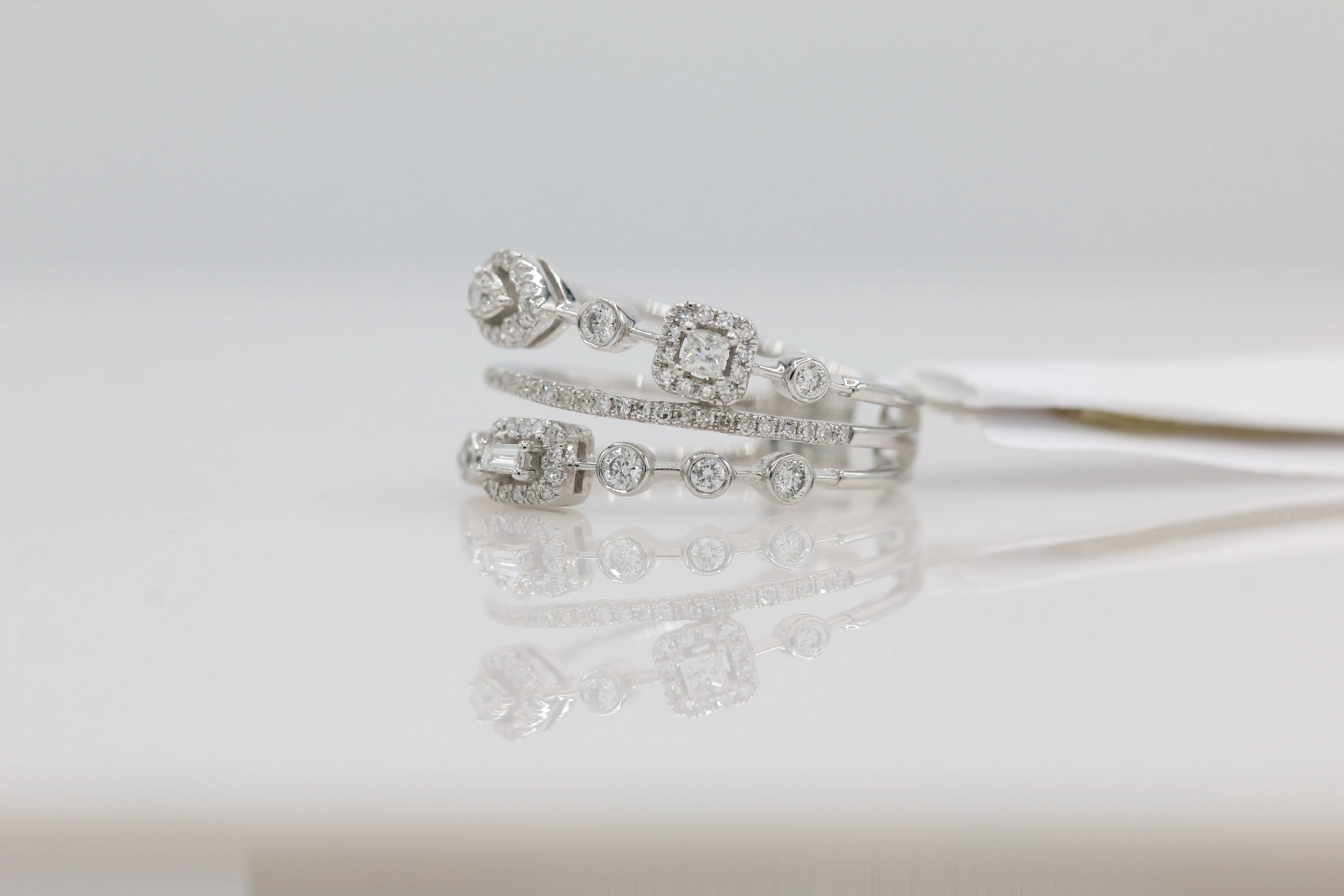 Diamond Multi Band Ring in 14KT White Gold ( 0.41ct dtw )