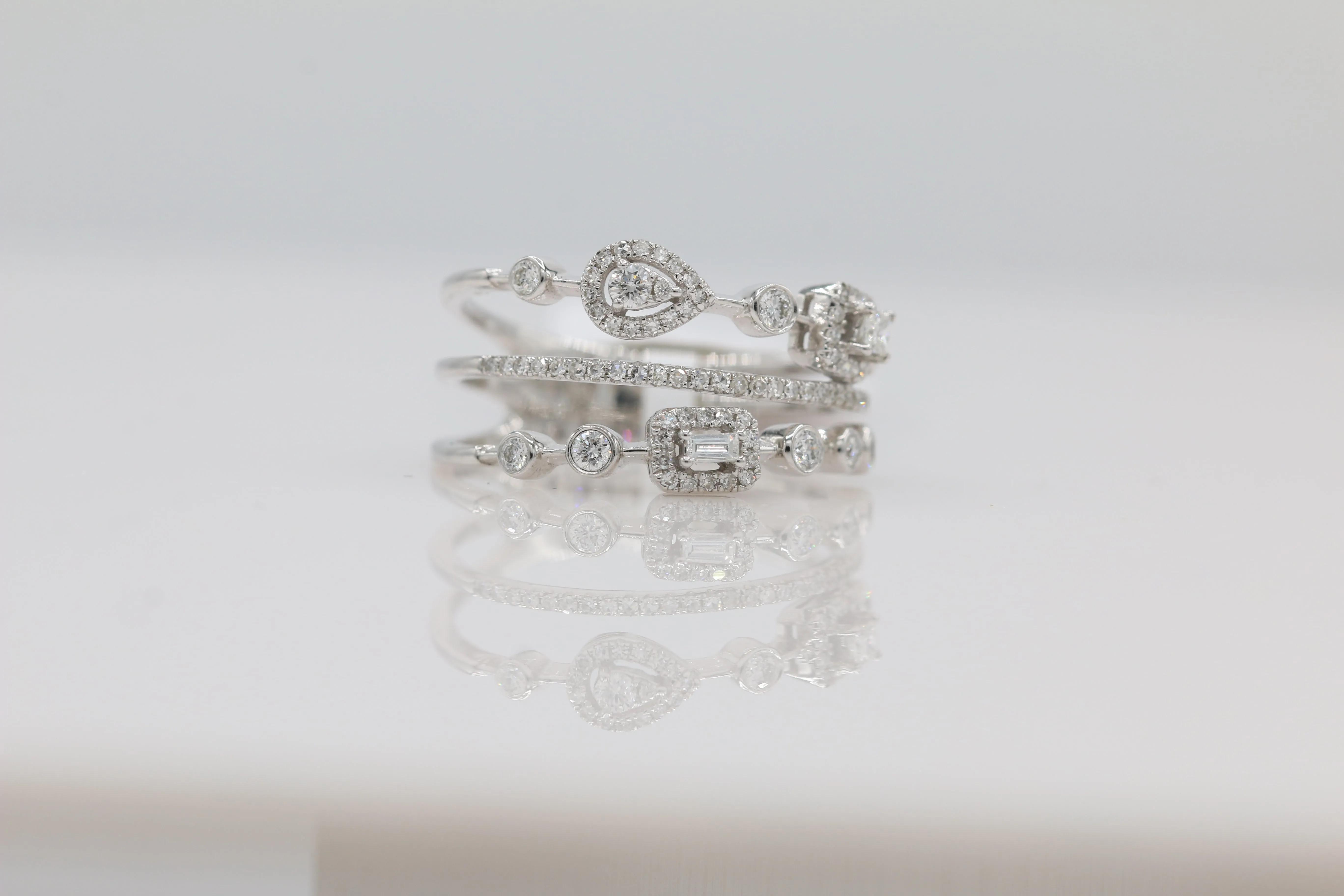 Diamond Multi Band Ring in 14KT White Gold ( 0.41ct dtw )