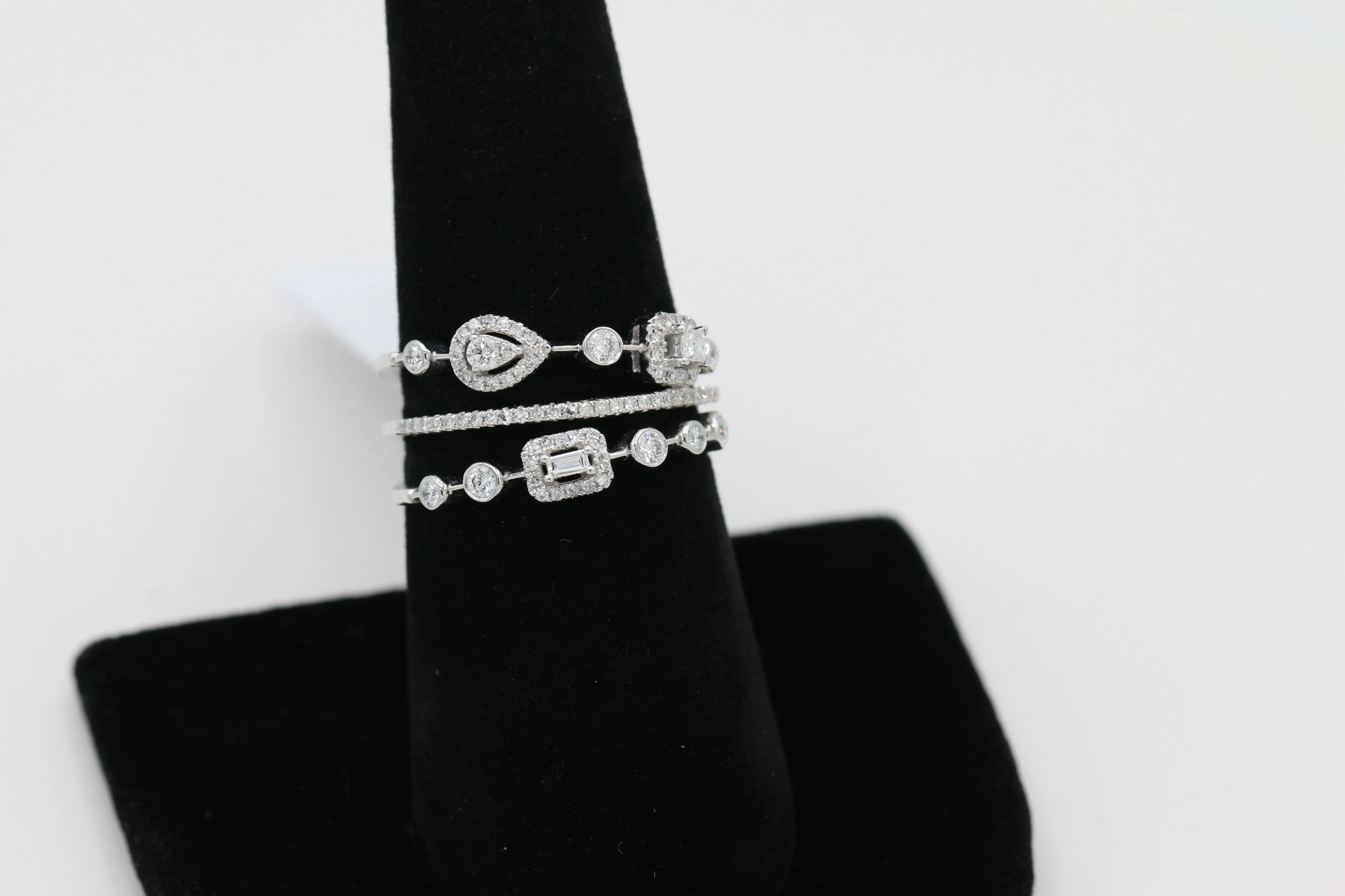 Diamond Multi Band Ring in 14KT White Gold ( 0.41ct dtw )