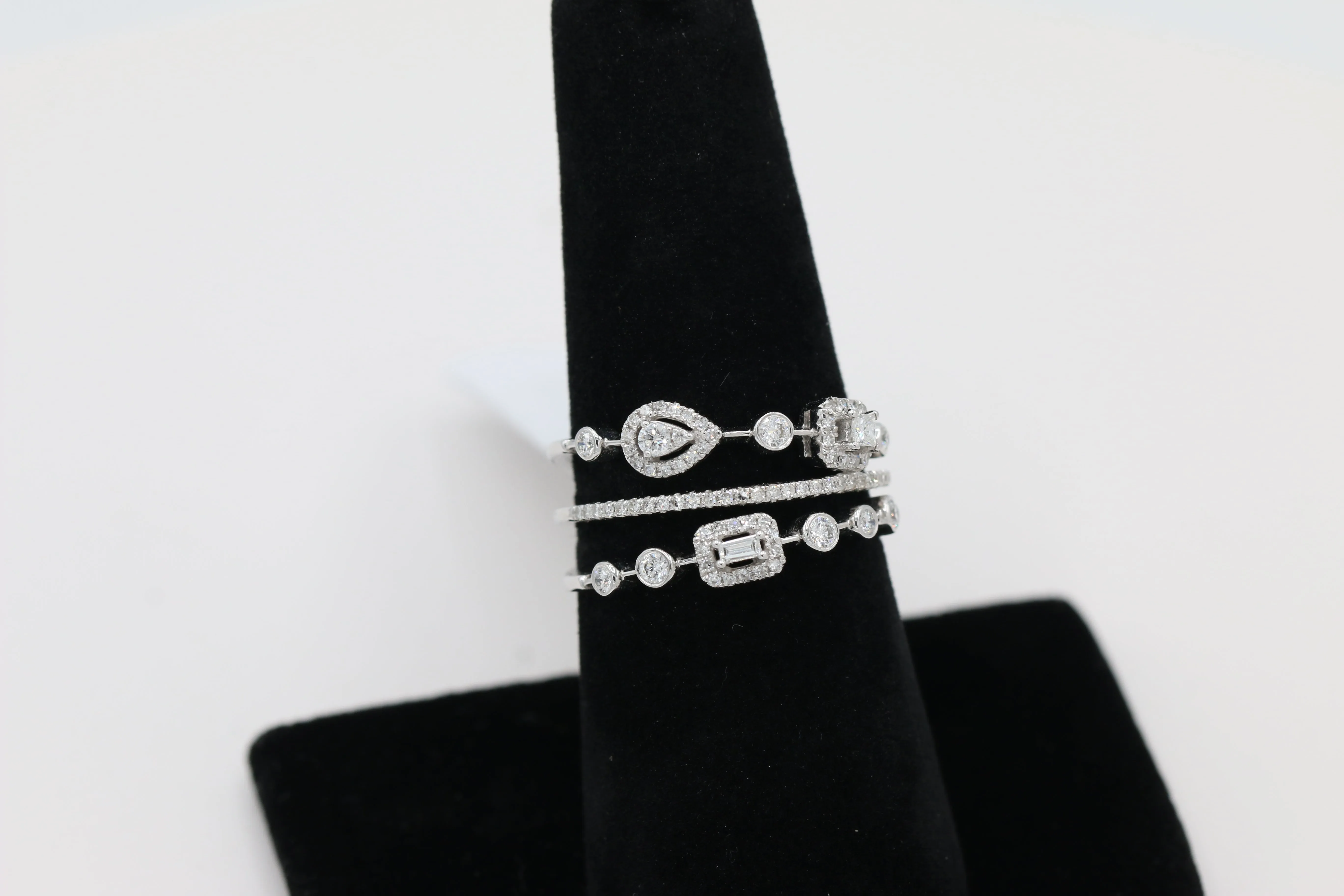 Diamond Multi Band Ring in 14KT White Gold ( 0.41ct dtw )