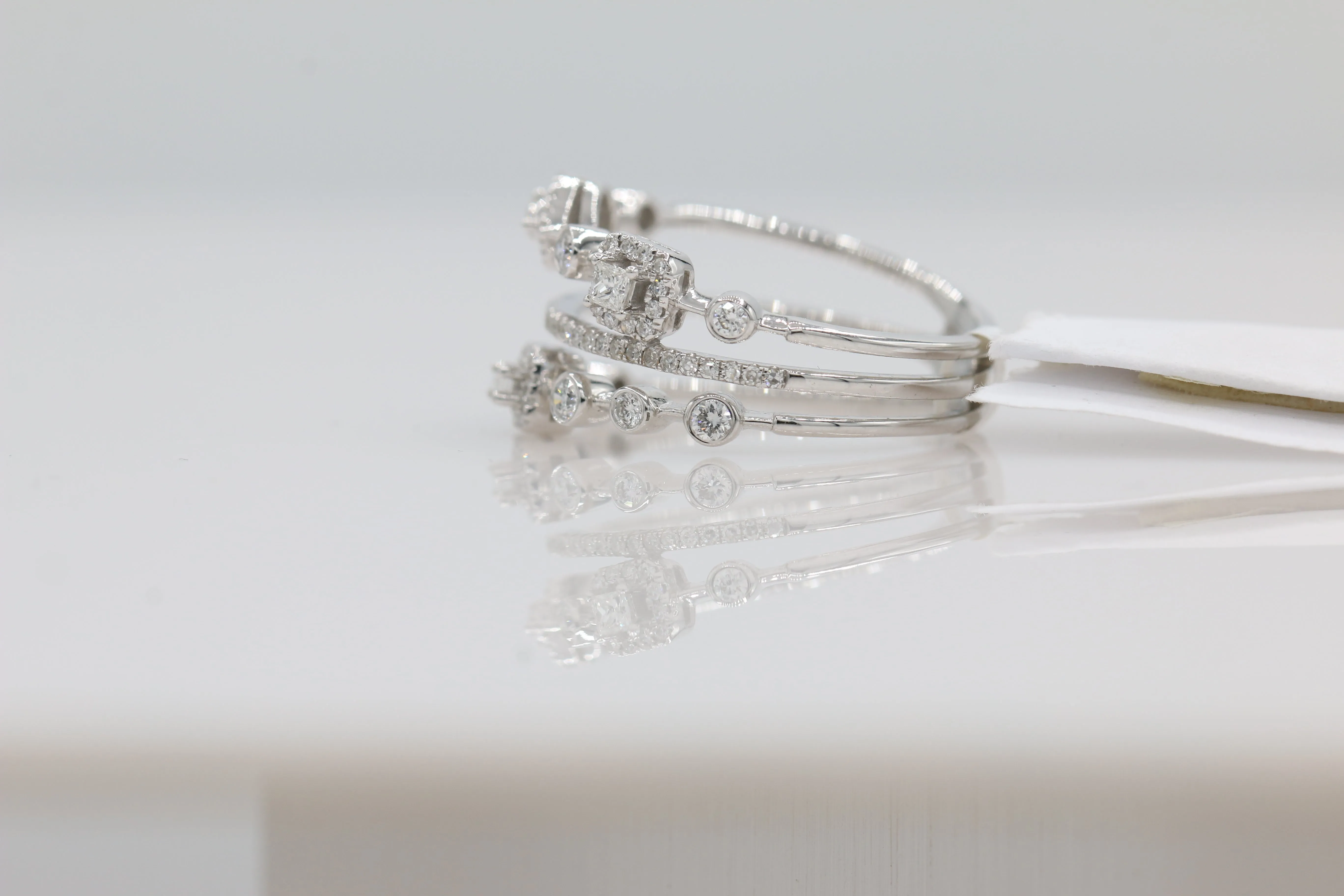 Diamond Multi Band Ring in 14KT White Gold ( 0.41ct dtw )
