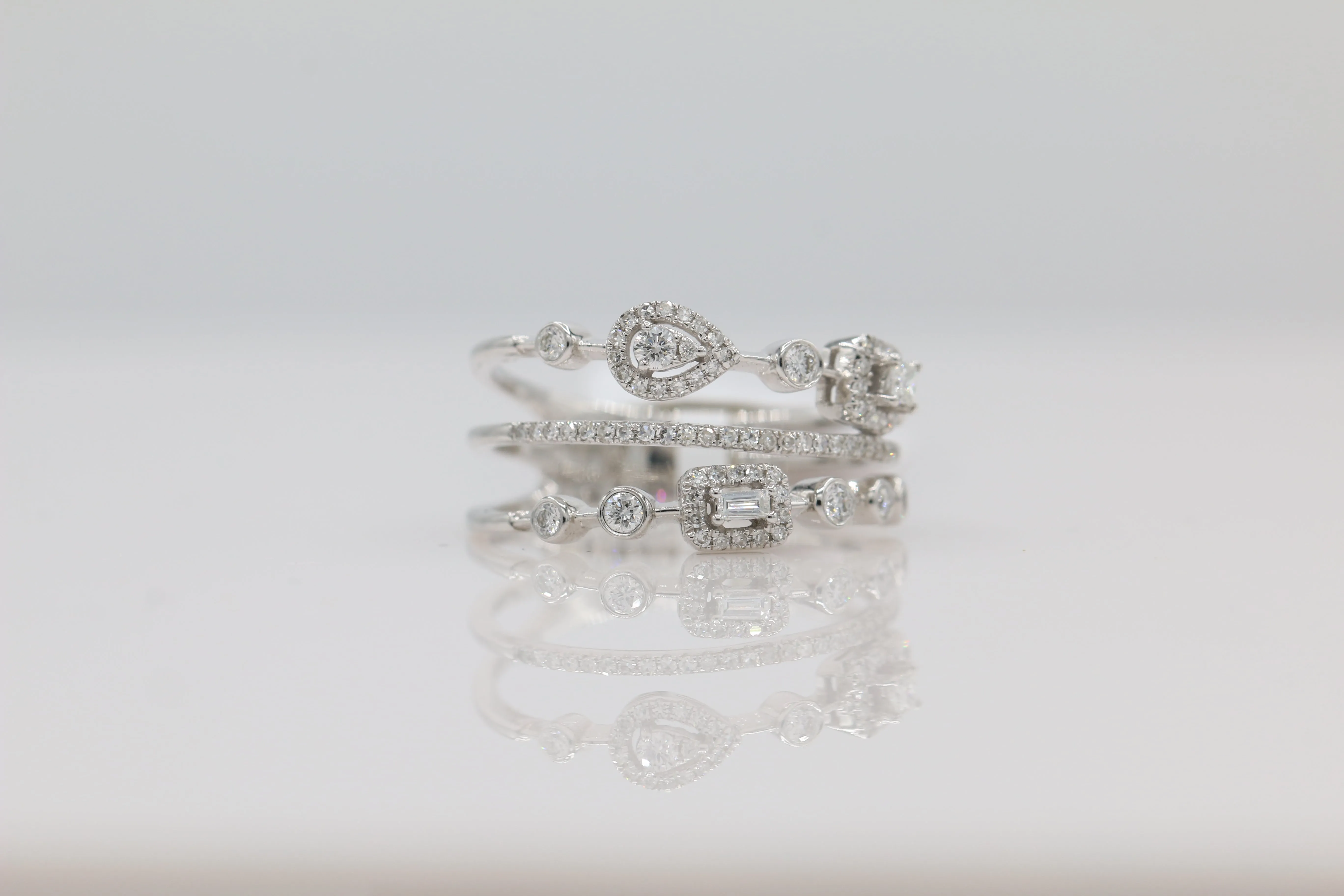Diamond Multi Band Ring in 14KT White Gold ( 0.41ct dtw )