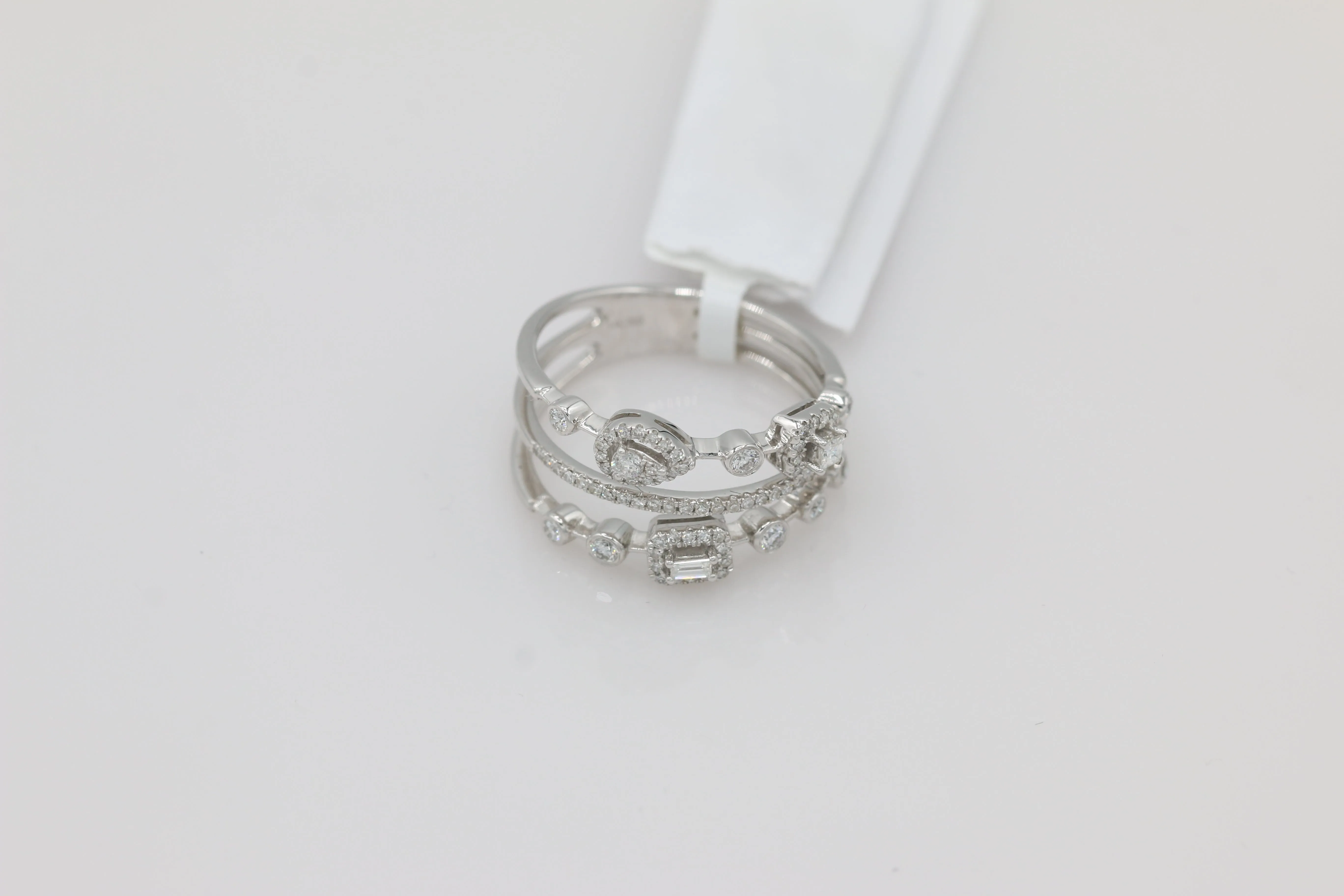 Diamond Multi Band Ring in 14KT White Gold ( 0.41ct dtw )