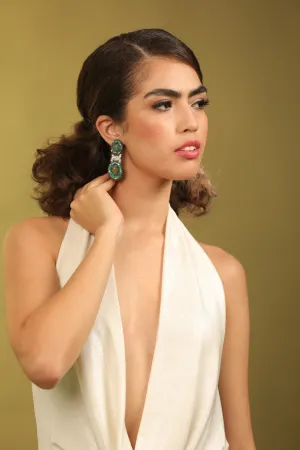 Entangled Chain Dangler Earrings with Emerald and Swarovski | Buy Jewelry Online