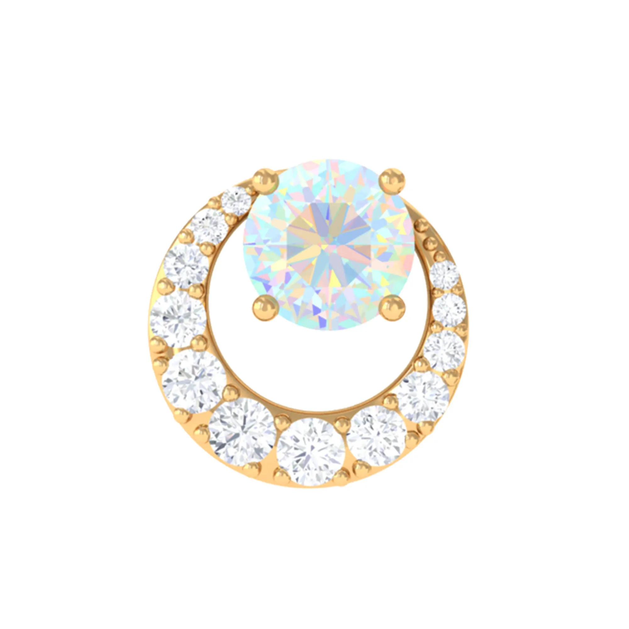 Ethiopian Opal and Moissanite Circle Cartilage Earring