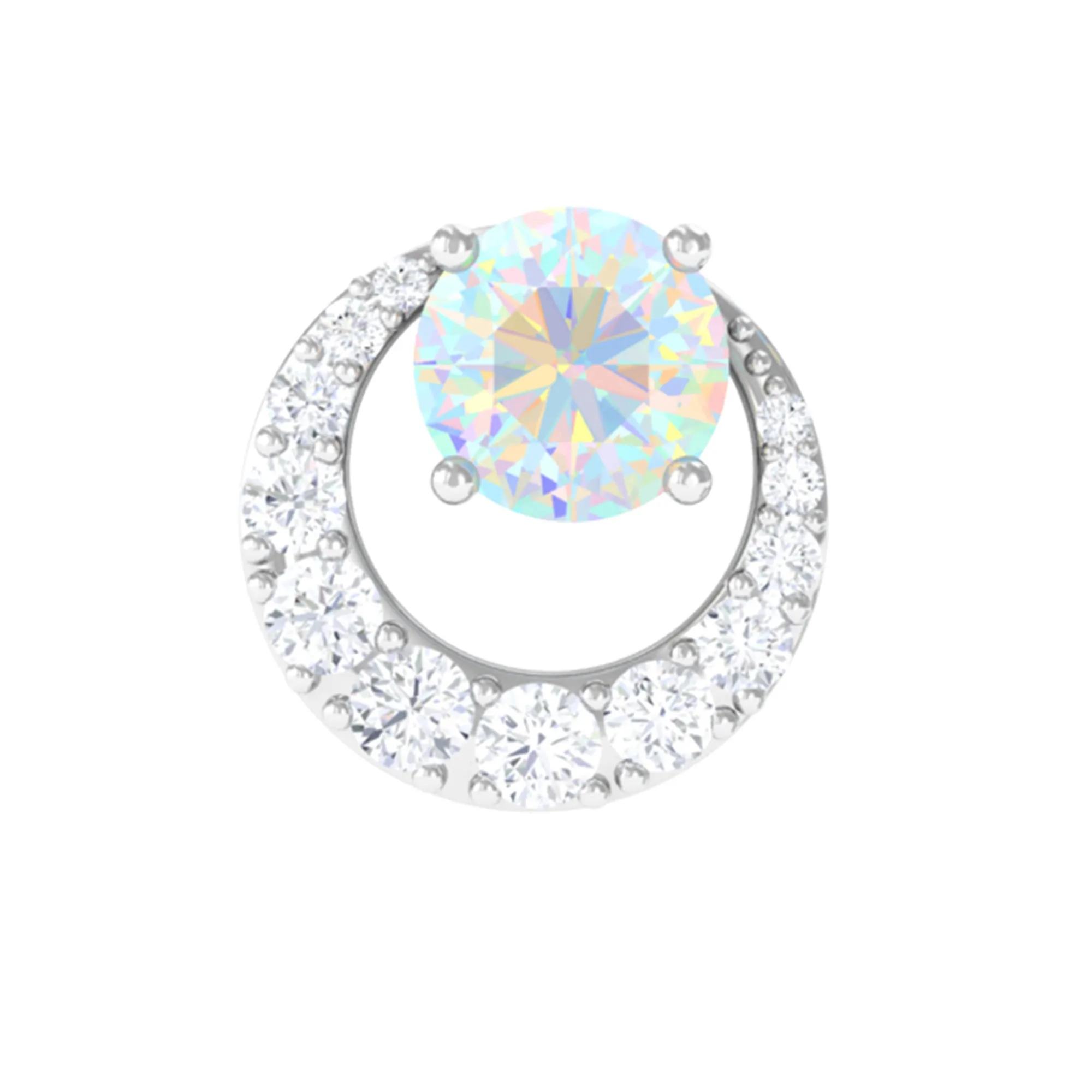 Ethiopian Opal and Moissanite Circle Cartilage Earring