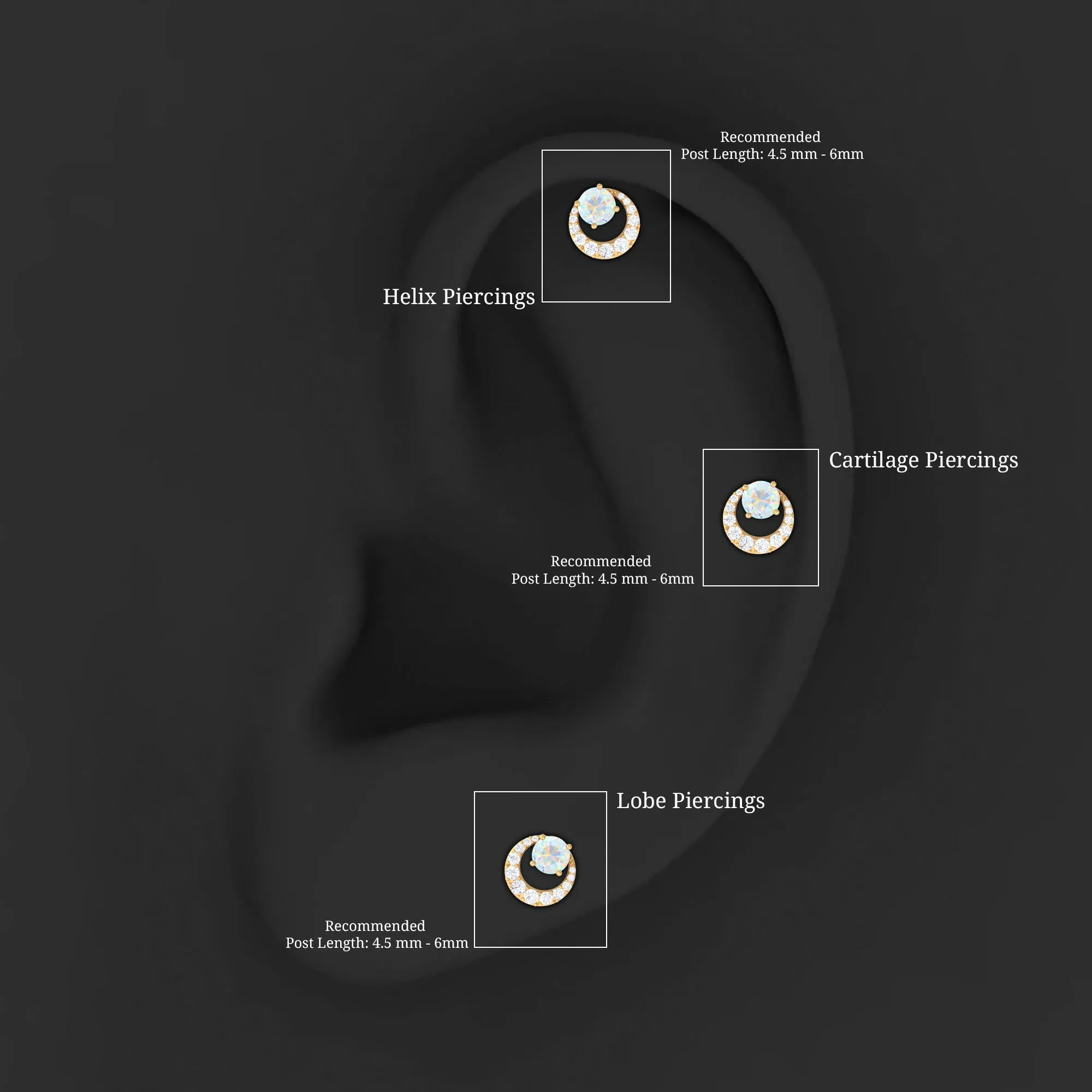 Ethiopian Opal and Moissanite Circle Cartilage Earring