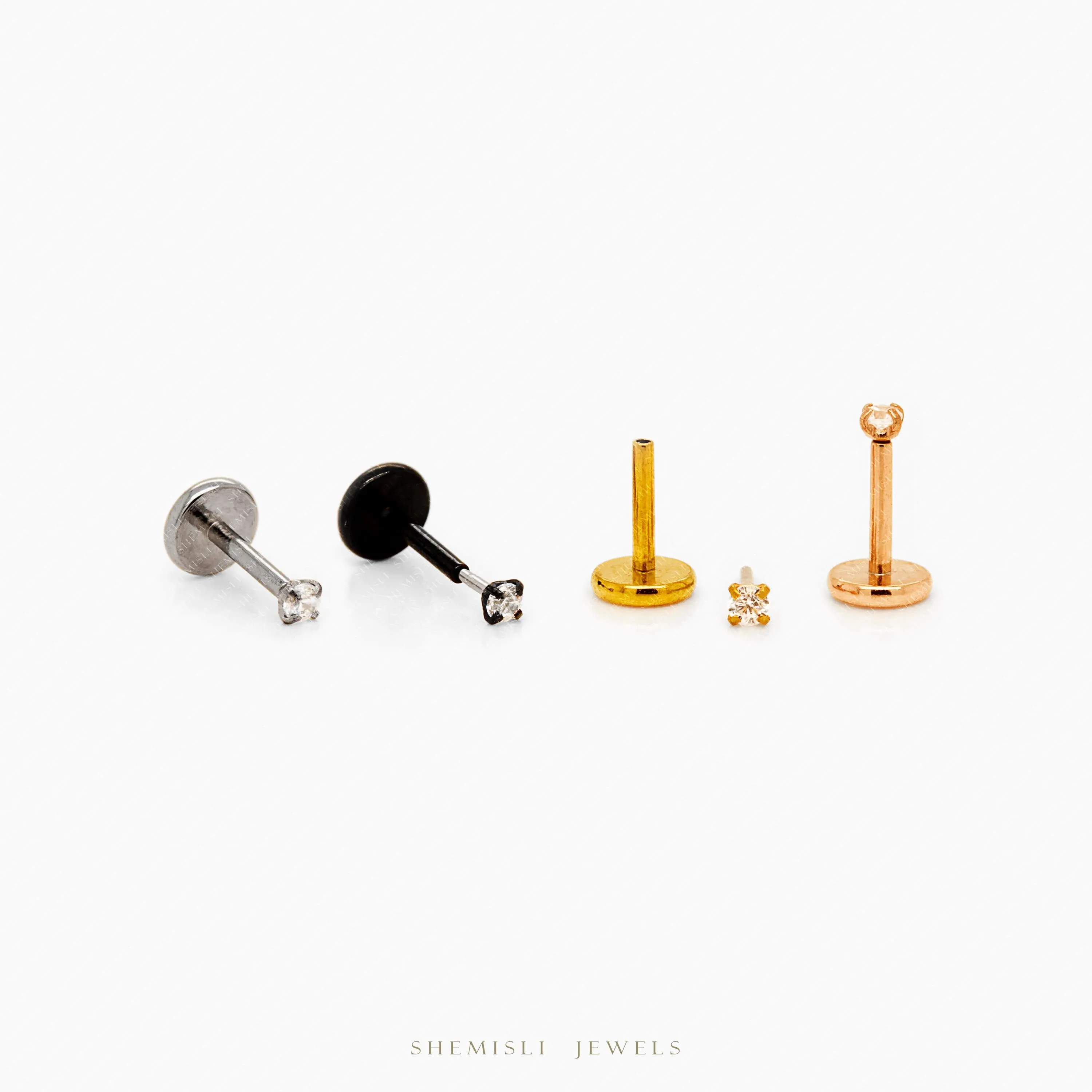Everyday Gem Stud Huggies Hoop Earrings Stack Set, Unisex, Gold, Silver SHEMISLI SS505, SH548, SH050