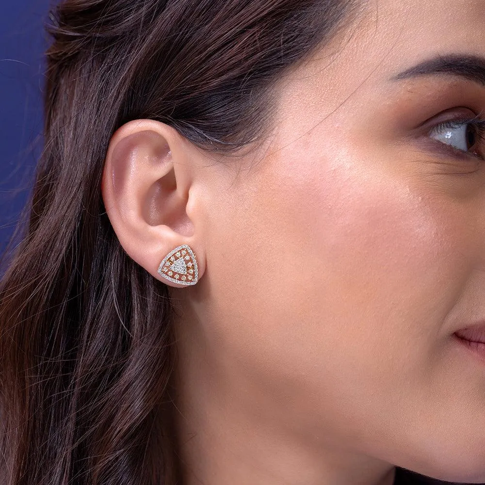 Freya Triangle Silver Stud Earrings | 22KT Gold Vermeil