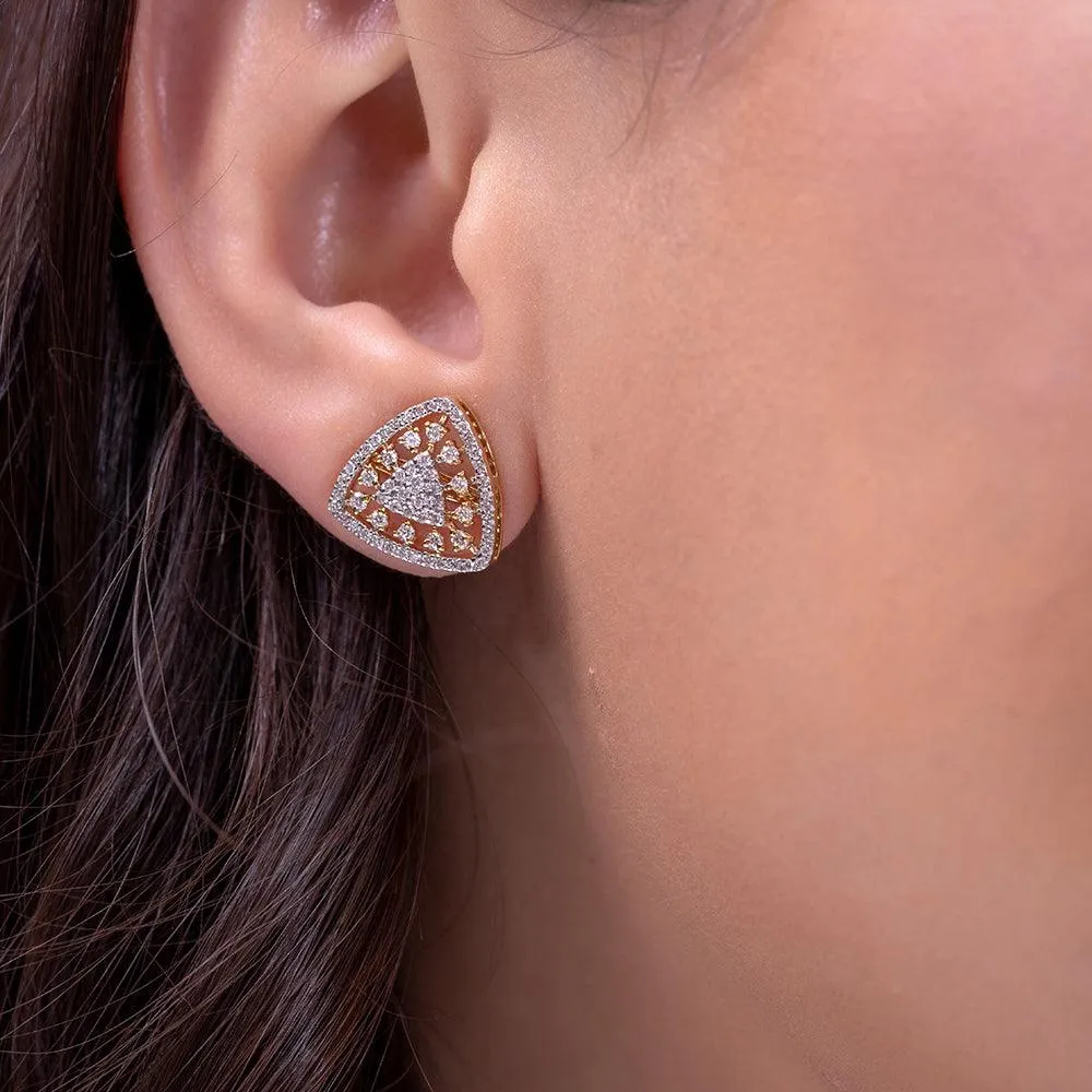 Freya Triangle Silver Stud Earrings | 22KT Gold Vermeil