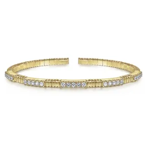 Gabriel & Co. Diamond Station Flexible Textured Bangle Bracelet