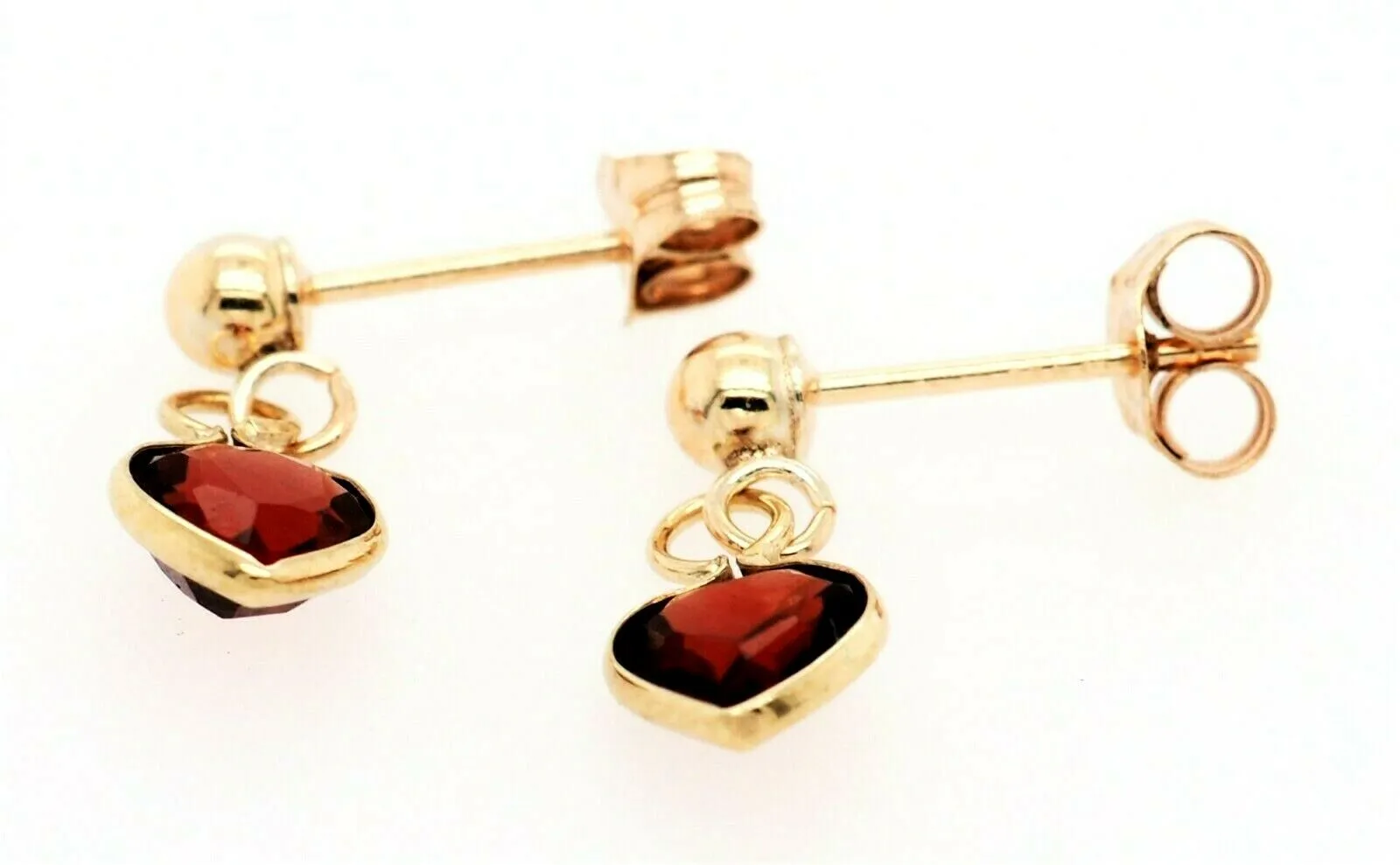 Garnet & 9ct Yellow Gold Drop/Dangle Earrings Fine Jewellery Pierced Ears