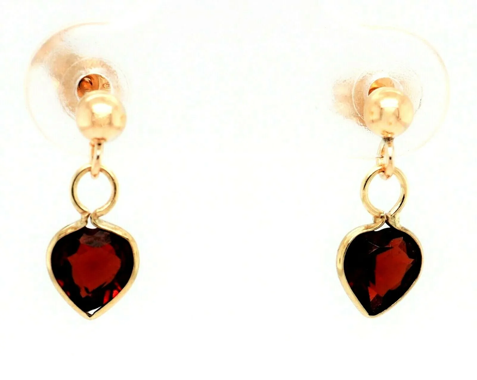 Garnet & 9ct Yellow Gold Drop/Dangle Earrings Fine Jewellery Pierced Ears